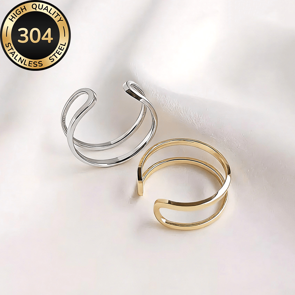 Women's High-Quality Stainless Steel Golden Open Ring